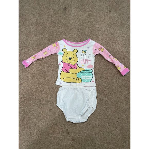 Winnie the Pooh Long Sleeved Shirt Bee Happy with White Bloomers 18M - Picture 1 of 6